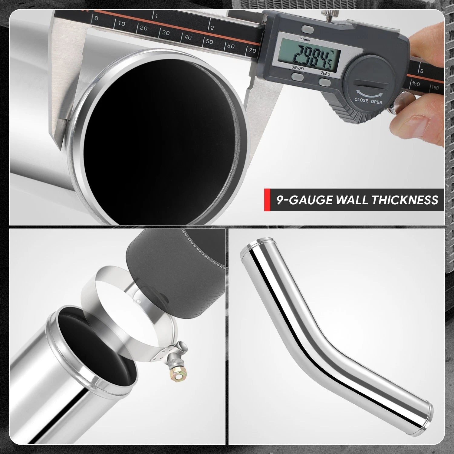45 Degrees Bend Pipe for Intercooler (3.0" OD, 9-Gauge Aluminum)