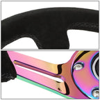 NRG 35cm 3" Deep Neo Chrome Suede Steering Wheel for Universal Fit (N/A)