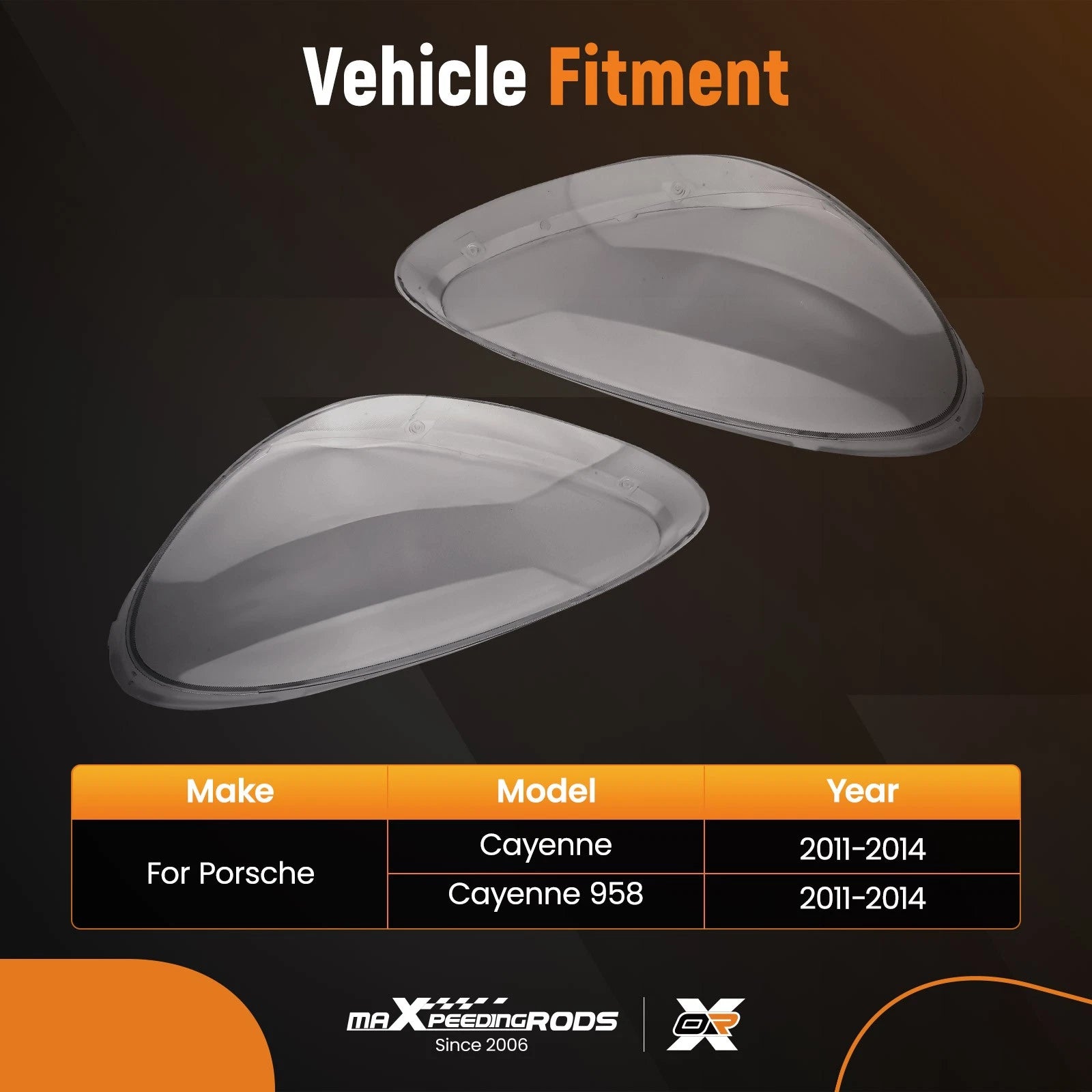 Clear Front Headlamp Lens Cover LH+RH for Porsche Cayenne (2011–2014)