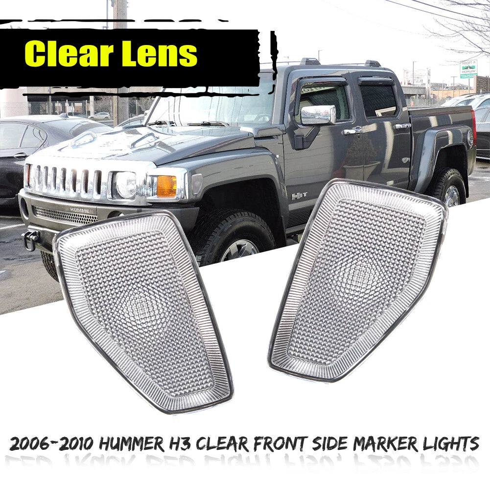 Clear Front Fender Side Marker Lights for Hummer H3/H3T (2005–2010)