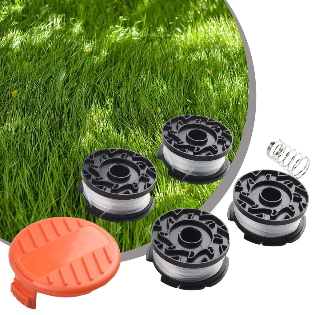 Trimmer Spool 4 Pack for Black Decker (Cap & Spring Replacement)