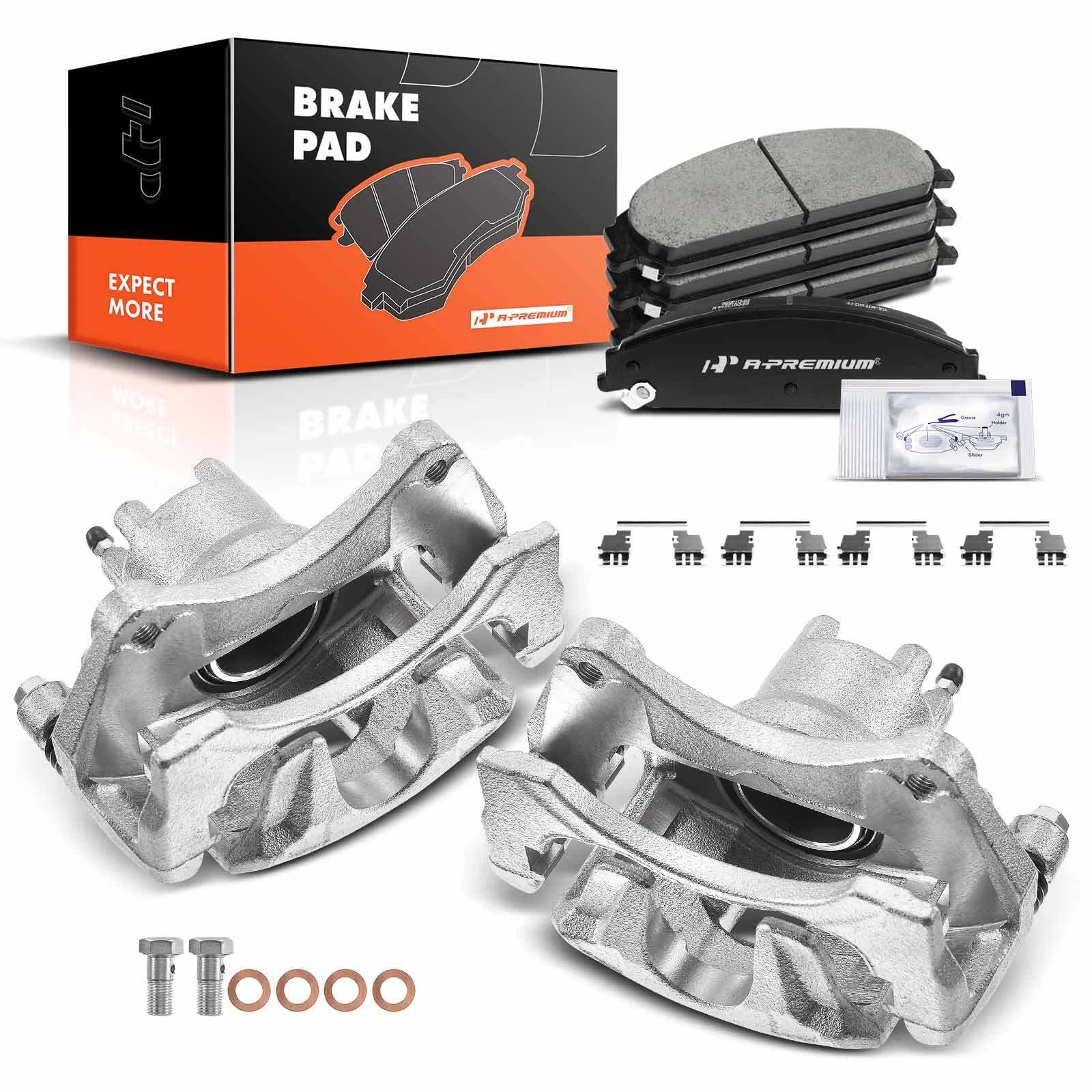 Pair Front Brake Calipers & Ceramic Brake Pads for Chrysler 200 (2011–2014)
