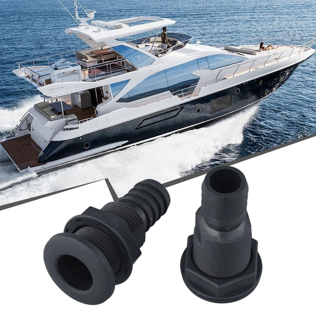 2Pcs Black Thru Hull Connectors for Marine Applications