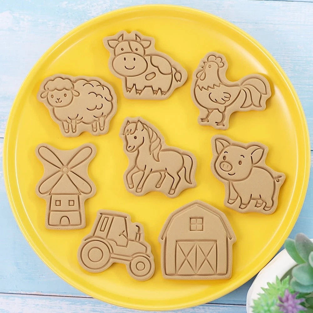 8 Piece Cookie Cutter Set - Farm Animal Shapes for Baking
