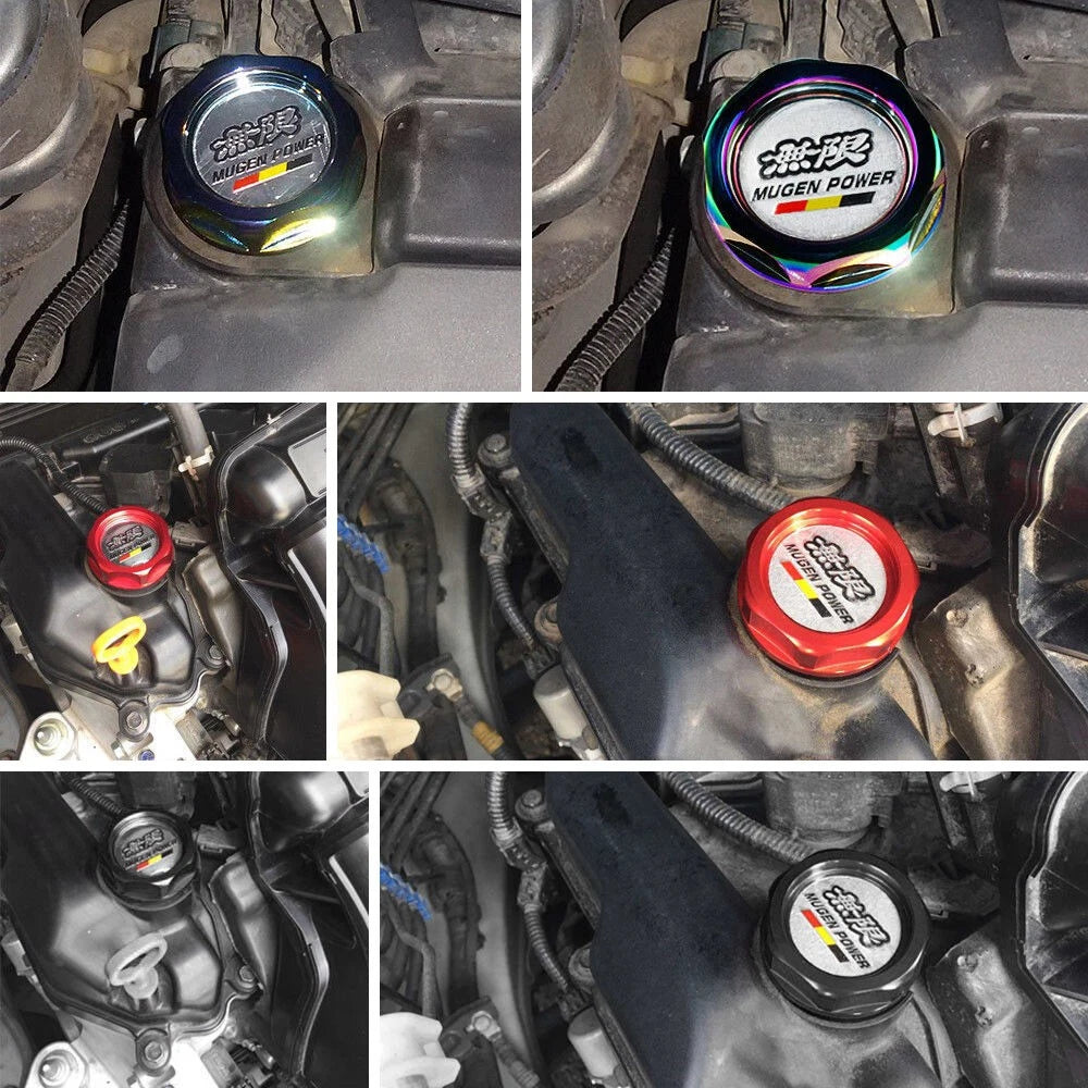 JDM Silver Engine Oil Filler Cap + Radiator Cap + Battery Tie Down for Honda