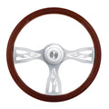 Wood Steering Wheel 18 Inch Flame 3 Spoke for Peterbilt Trucks (2010–2025)