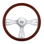 Wood Steering Wheel 18 Inch Flame 3 Spoke for Peterbilt Trucks (2010–2025)