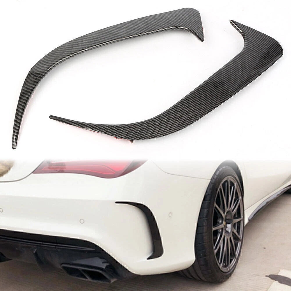2X Carbon Fiber Rear Bumper Canard/Air Vent Cover Trim for Benz CLA (2013–2019)