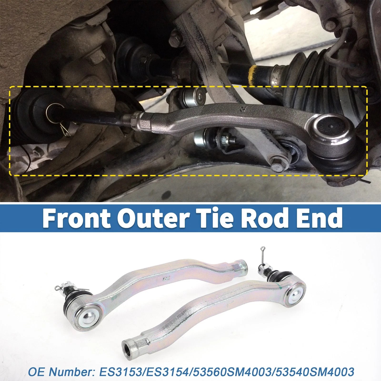 2pcs Front Outer Tie Rod Ends for Honda Accord (1990–1993) No. ES3153/ES3154