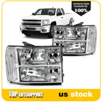 Set of 2 Chrome Headlight Assemblies for GMC Sierra 1500 2500HD 3500HD