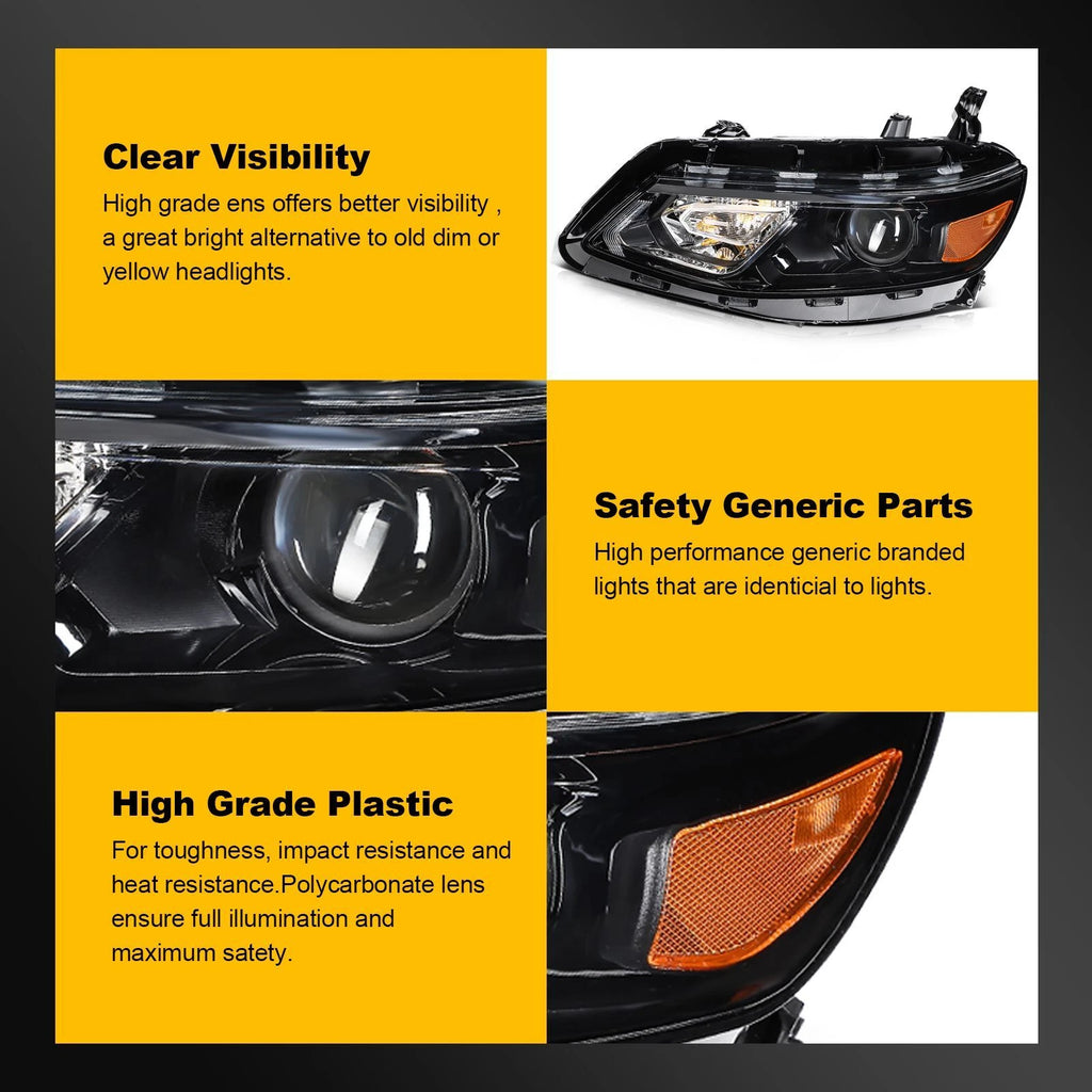 Black Housing Headlight with Bulbs for Chevrolet Malibu (2016–2018)