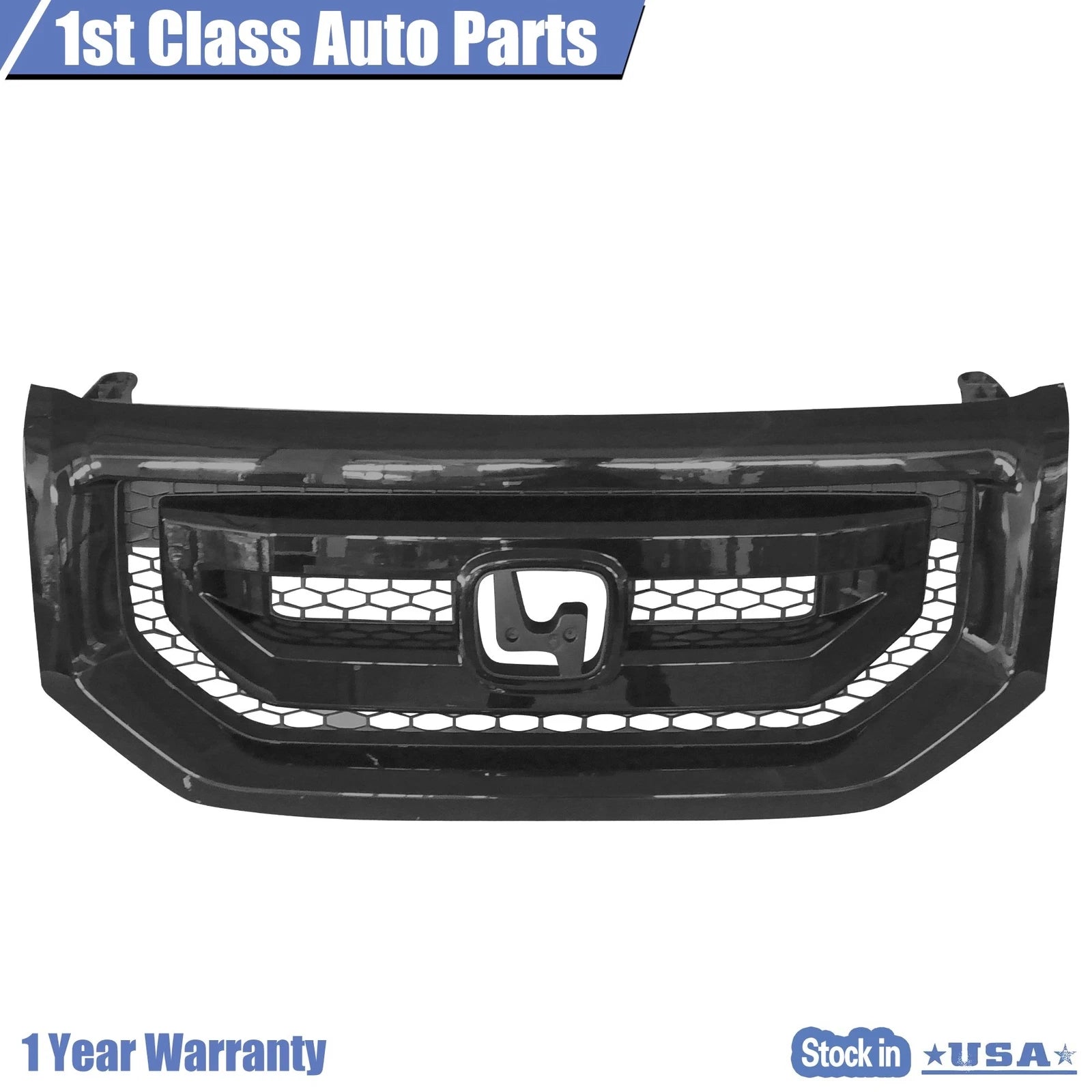 Front Bumper Upper Grille for Honda Pilot (2009-2011) All Black