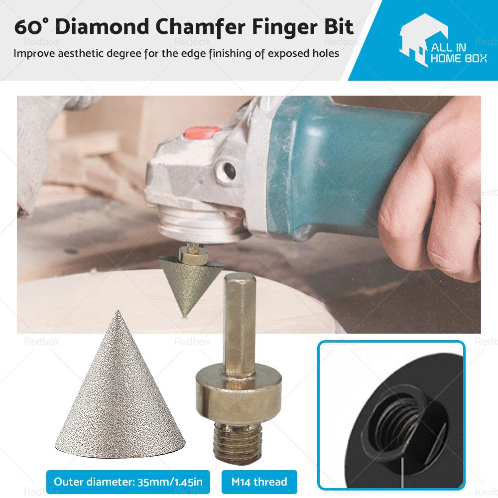 35mm Diamond Chamfer Finger Bit for Ceramic Tile Milling (60°)