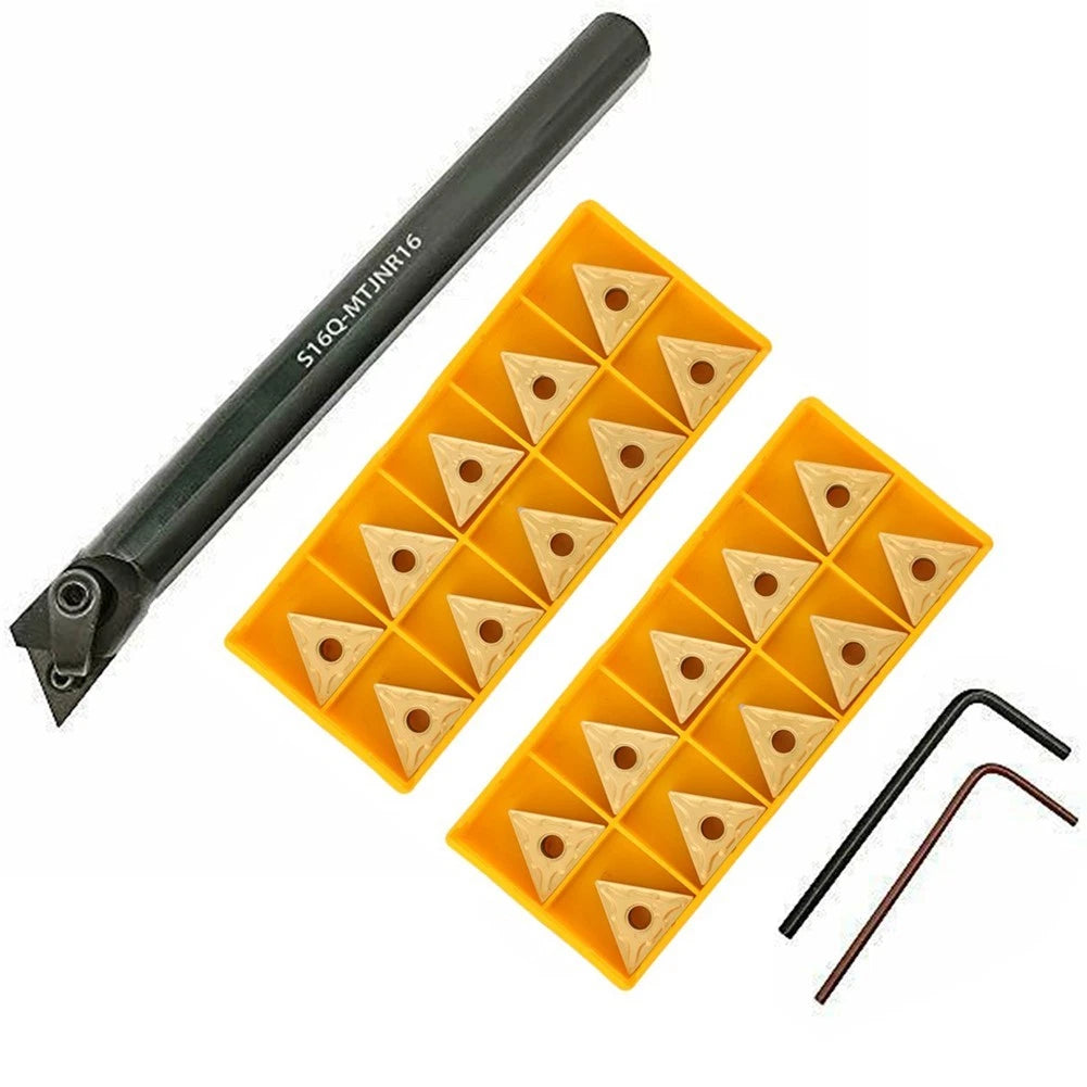 Boring Bar Holder S16QMTJNR16 Set with 10 TNMG331 Inserts for Machining