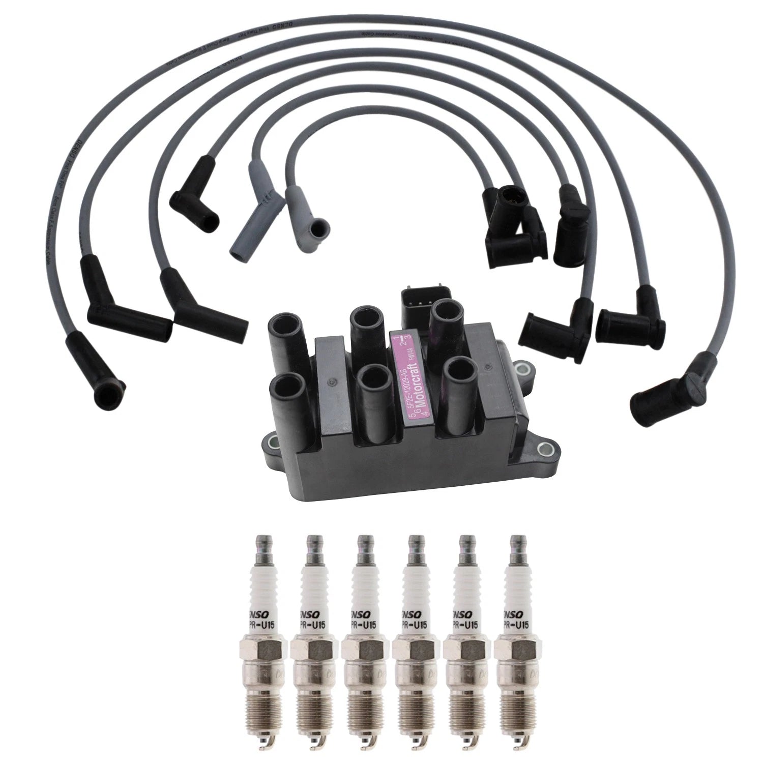 Ignition Coil & Spark Plug Wire Set for Ranger V6 (Denso, Hitachi)