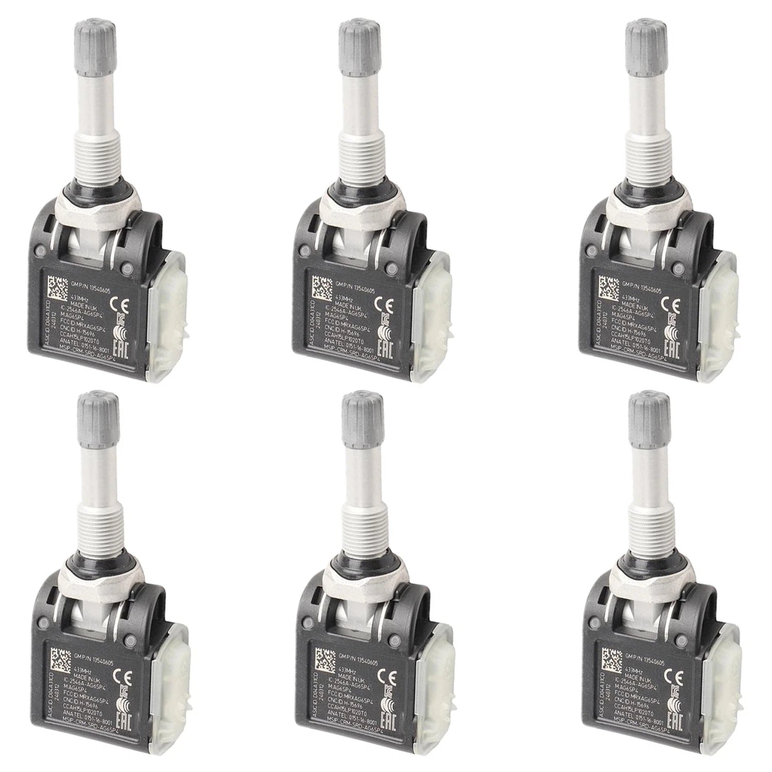 Set of 6 Tire Pressure Monitoring System Sensors for Sierra Silverado 3500 HD (2011–2019)
