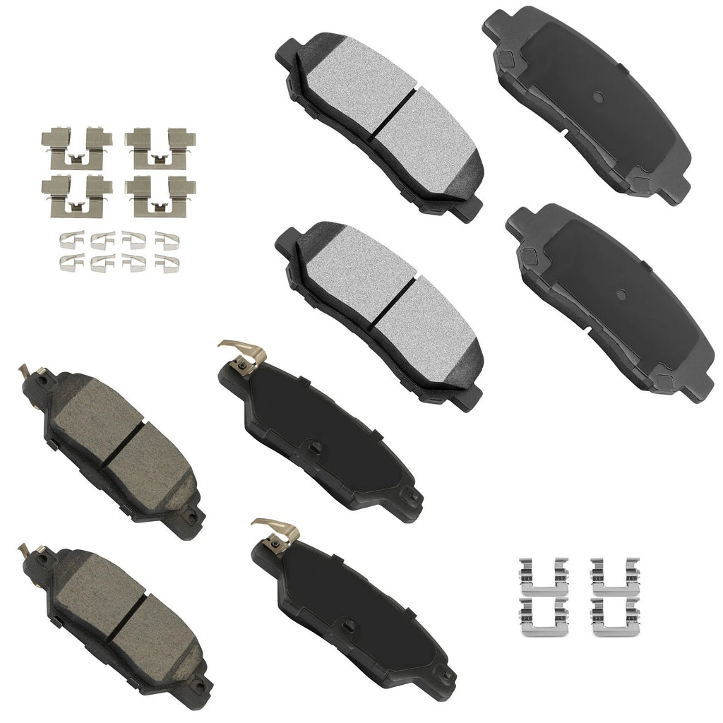Set of 8 Ceramic Brake Pads with Hardware for Mazda CX-5 (2016–2021)