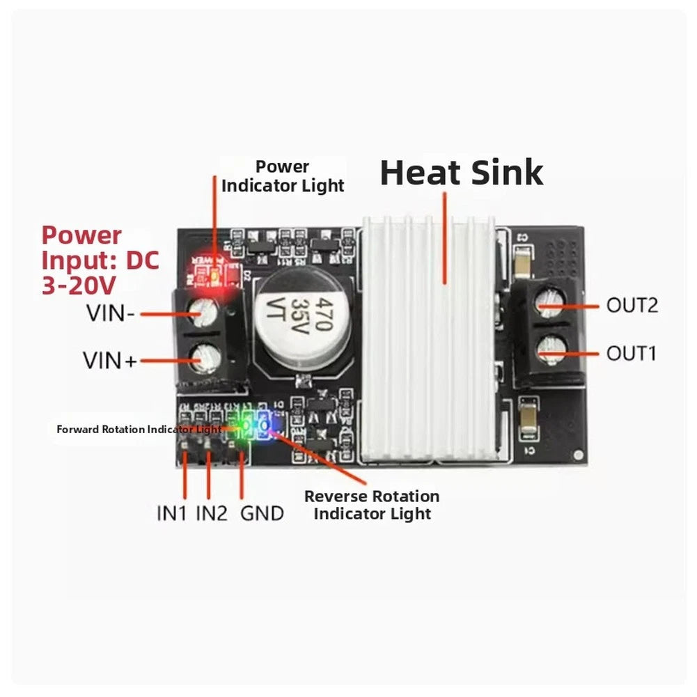 10A Motor Driver XY-MC10 for DC Motors (PWM Control, Thermal Stability)