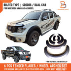 Black Fender Flare Arch for Nissan Navara D40 Widebody 4-Door Dual Cab