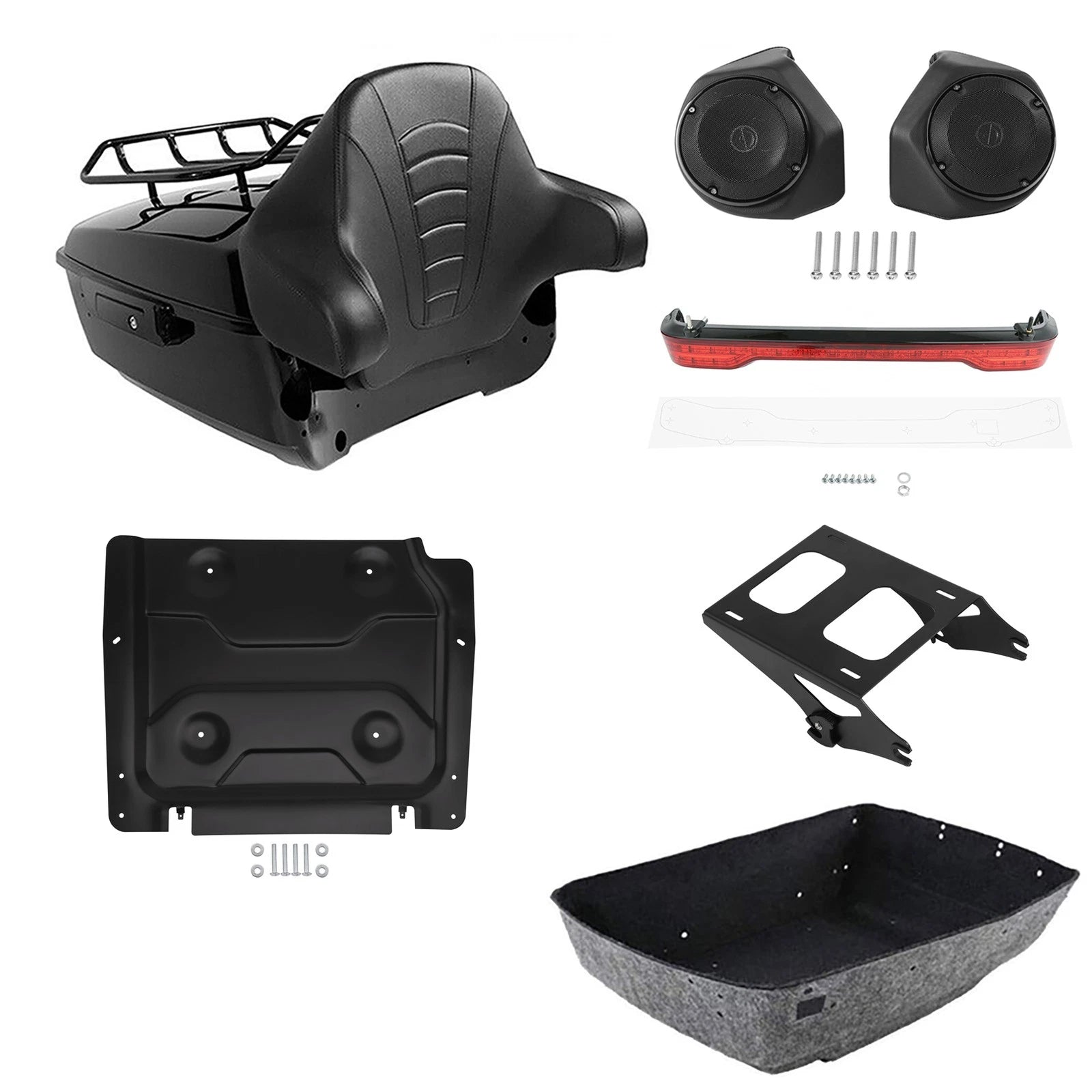 Trunk Luggage Pad Mount Rack Light Speakers for Harley Road Glide (2014–2026)
