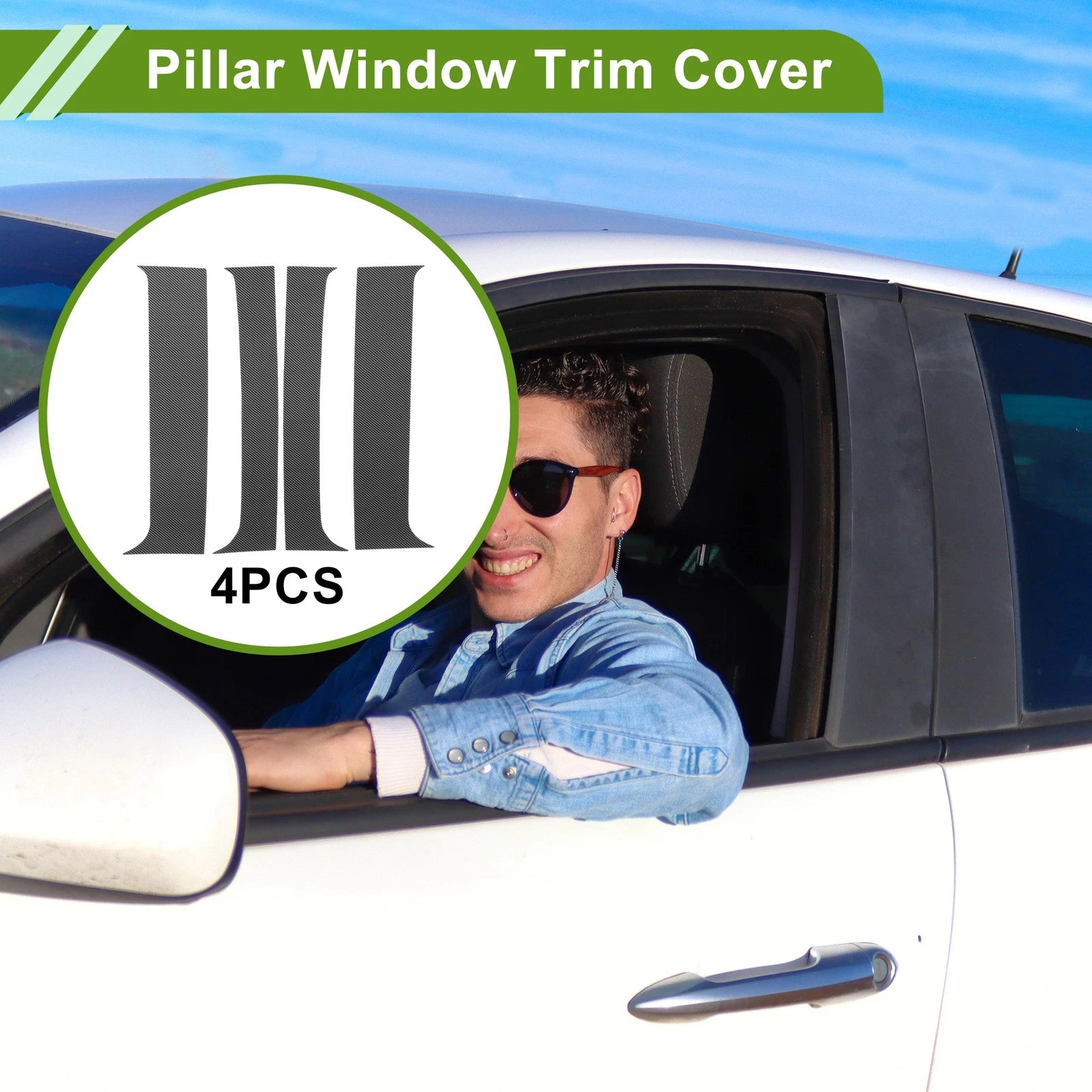 Set of 4 Pillar Window Trim for Chevy Blazer (1995–2005) Carbon Fiber Black