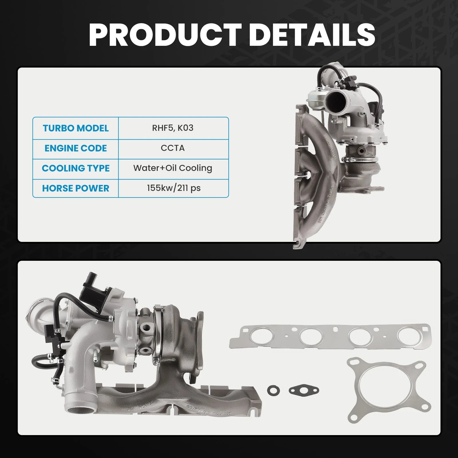 Turbo for Volkswagen Jetta Passat Tiguan Beetle CC Audi A3 Q3 TT 2.0L (2008–2015)