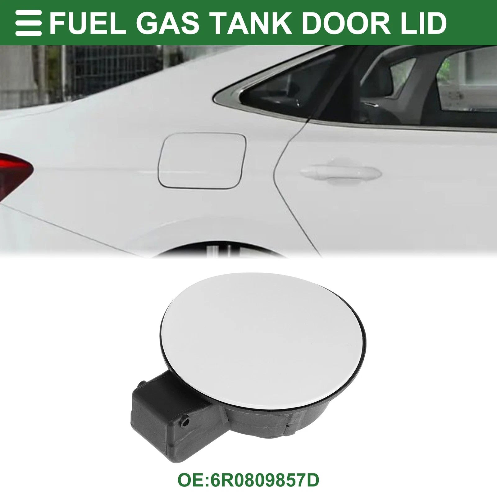 Fuel Tank Door Cap for Volkswagen Polo (2011–2018) Fuel Filler Flap Cover White
