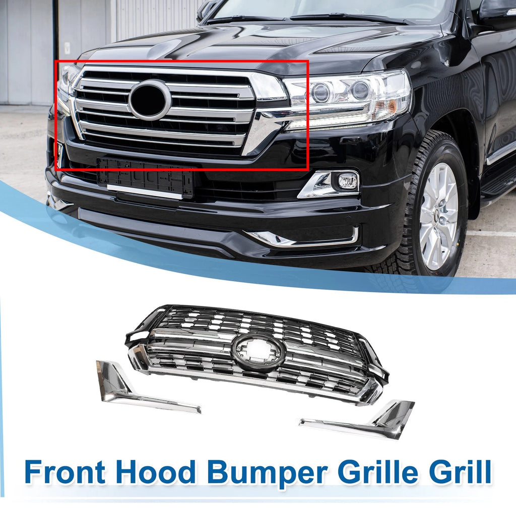 Front Upper Hood Bumper Grille for Toyota Land Cruiser LC200 (2016–2020) Black