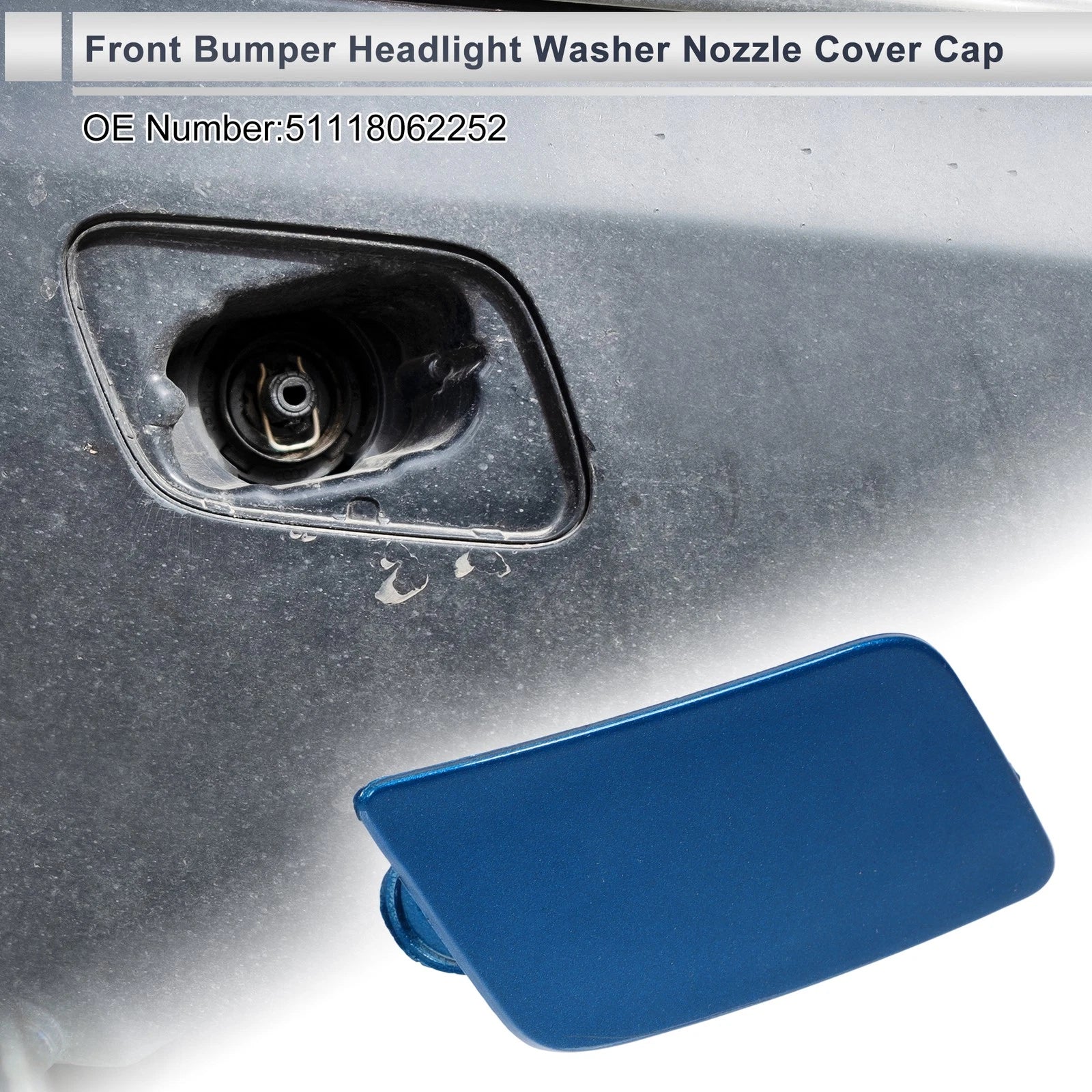 Bumper Headlight Washer Nozzle Cover Cap for BMW 335i GT (2011–2019) Blue