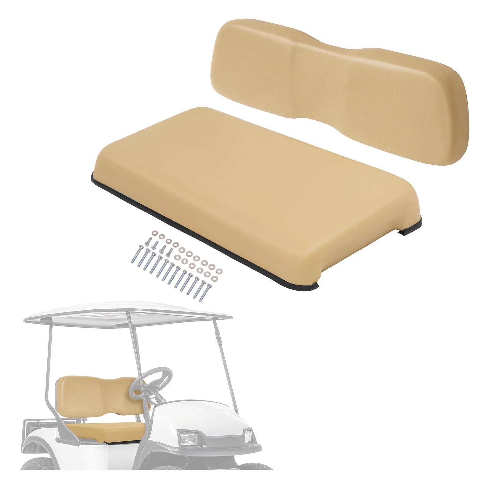 Front Seat Cushion & Backrest Assembly for Club Car DS (2001-2012) Tan