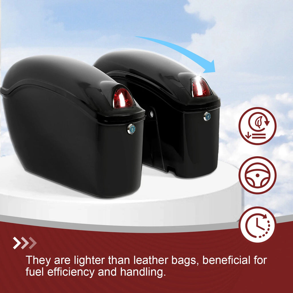 Saddle Bags and Luggage Trunk with LED Light for Harley Honda