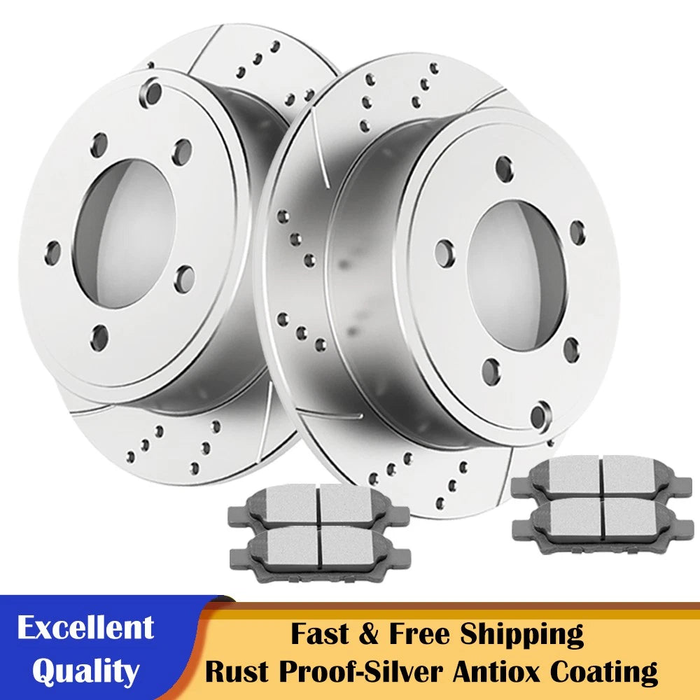 Rear Disc Rotors and Brake Pads for Dodge Caliber, Mitsubishi Lancer, Jeep Compass (2007–2017)