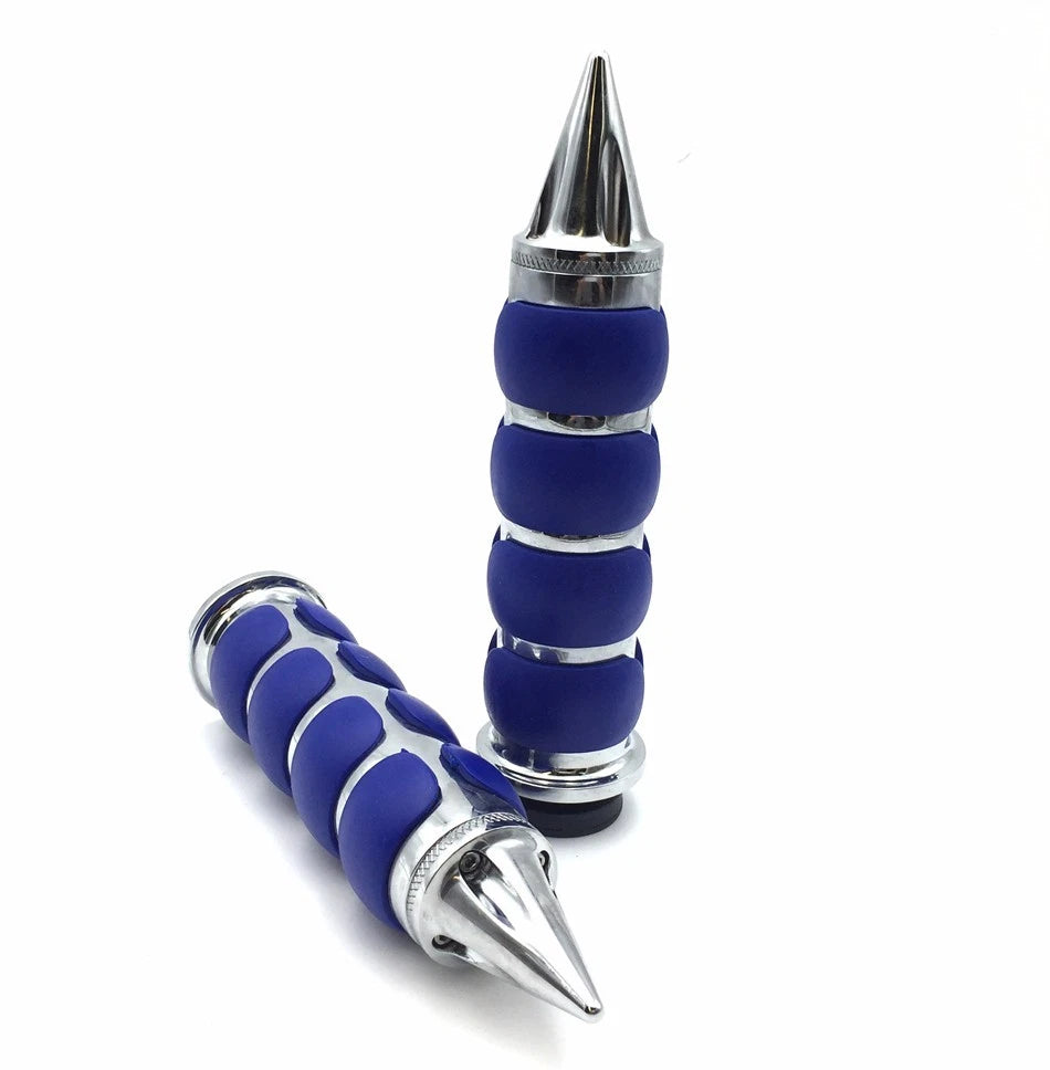 1" Blue Billet Rubber Handlebar Grips for Kawasaki Vulcan Honda Shadow