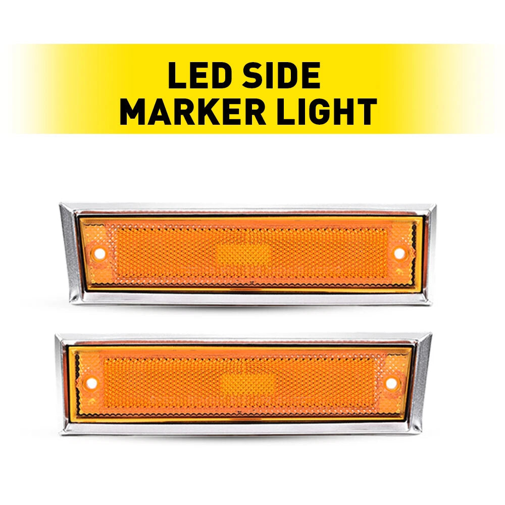 2X Front Fender Side Marker Lamp for Chevrolet C10 C20 C30 GMC C1500 C2500 (1981–1991)