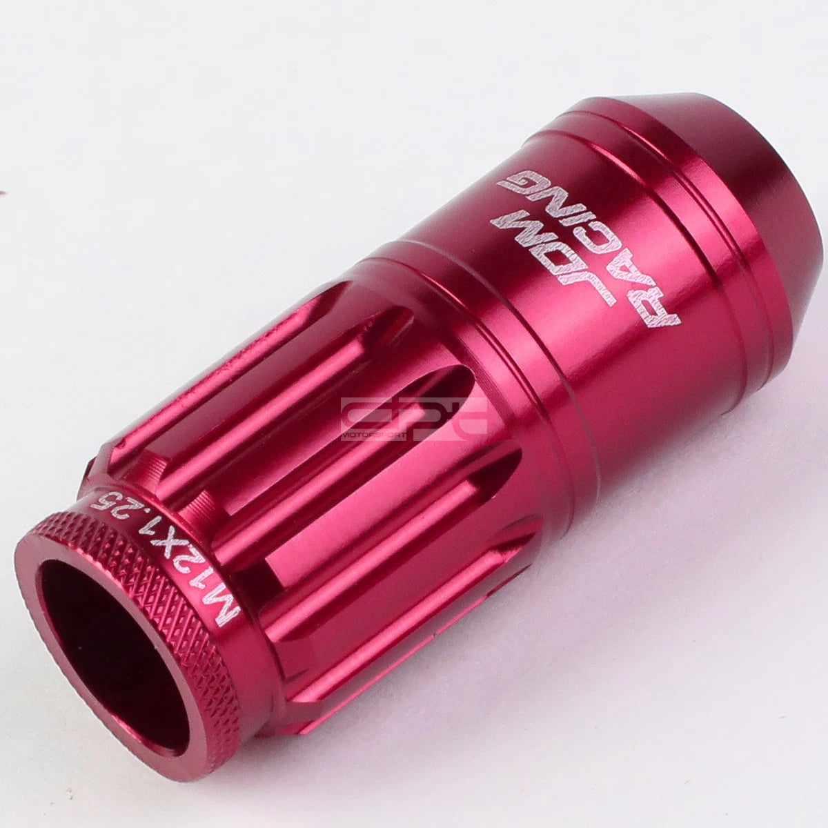 Set of 16 Open-End Aluminum Pink Lug Nuts + 4 Lock Nuts + Adapter M12x1.25