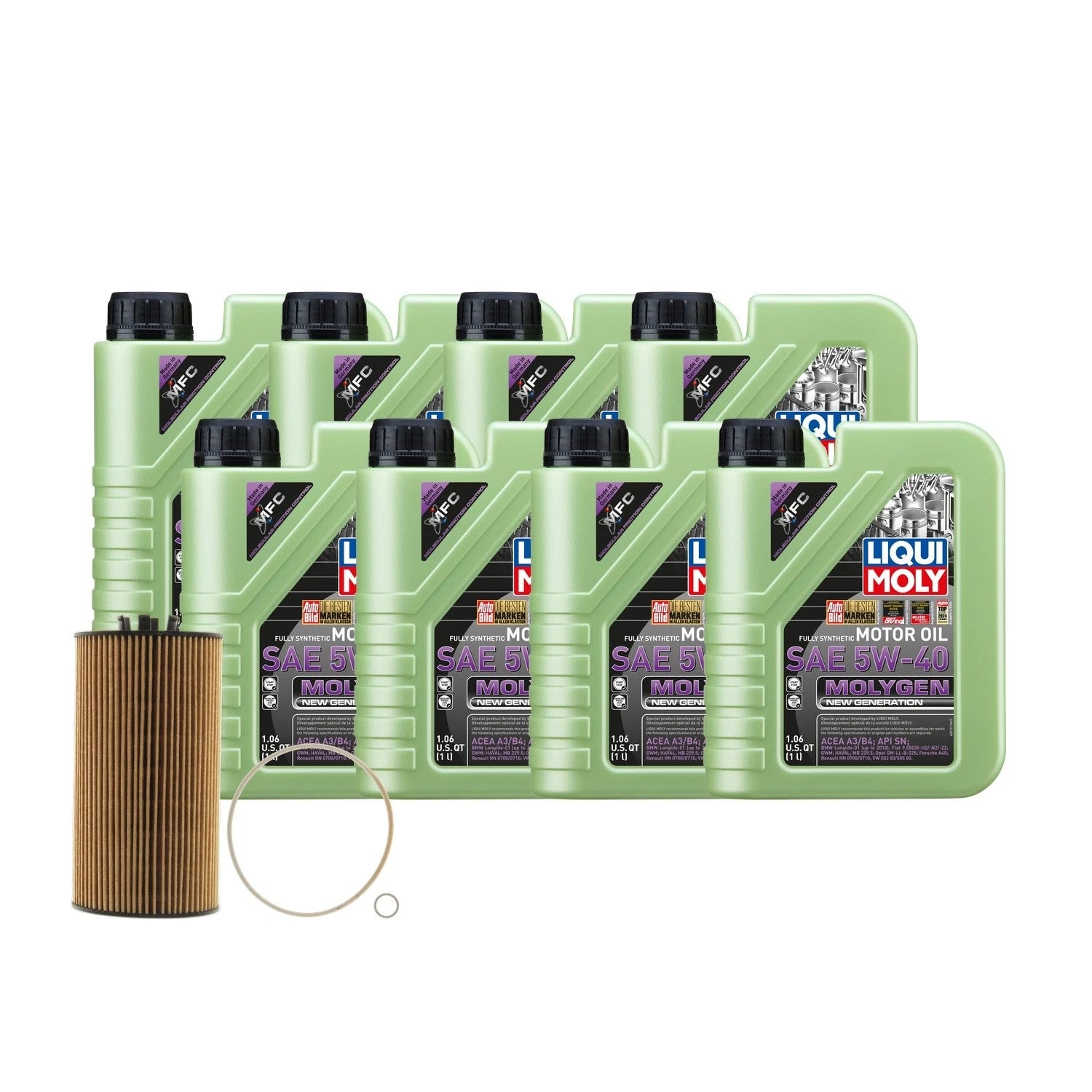 Oil Change Kit 5W40 for Audi A8 Quattro 4.2L (1997–2002) - 8L Liqui Moly Molygen, Mahle