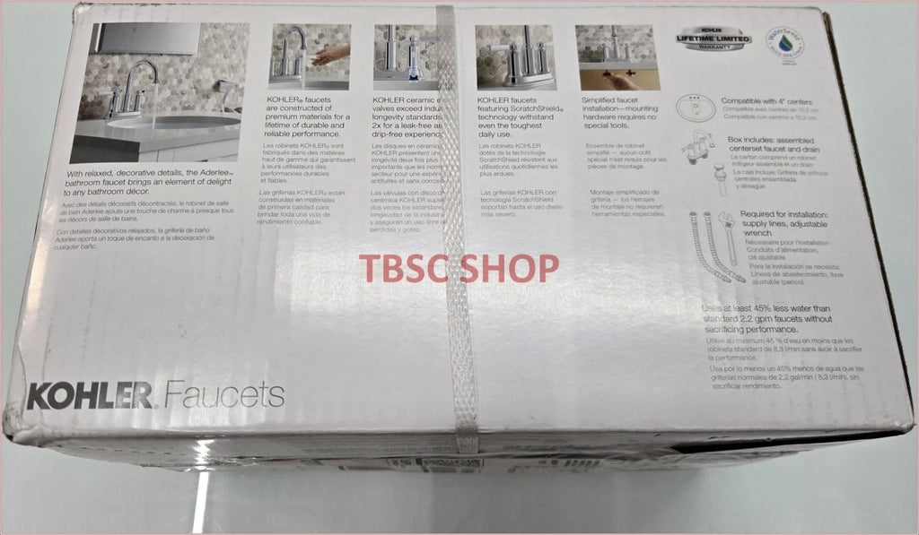 4" Widespread Bathroom Faucet for Kohler Aderlee R21546-4D-CP