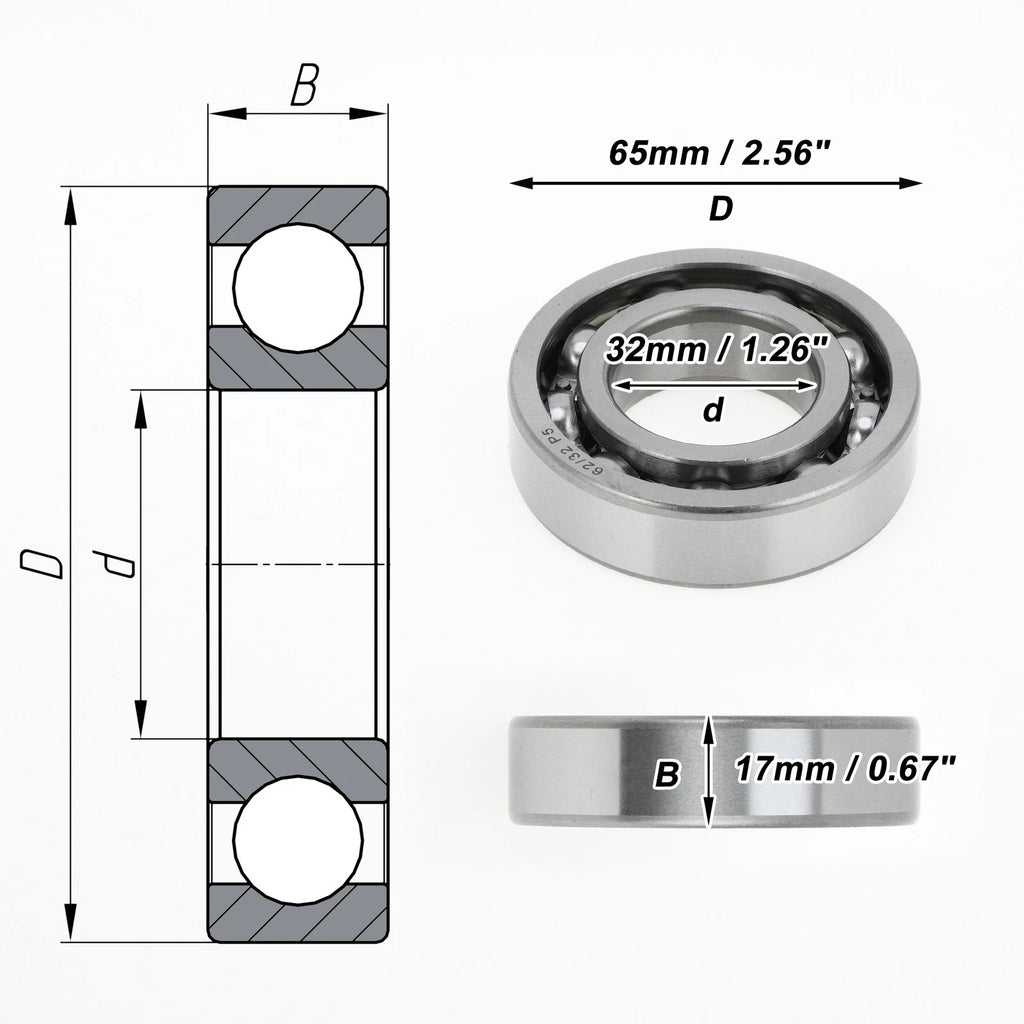 Deep Groove Ball Bearing 32x65x17mm for Scooter Skateboard (P5)