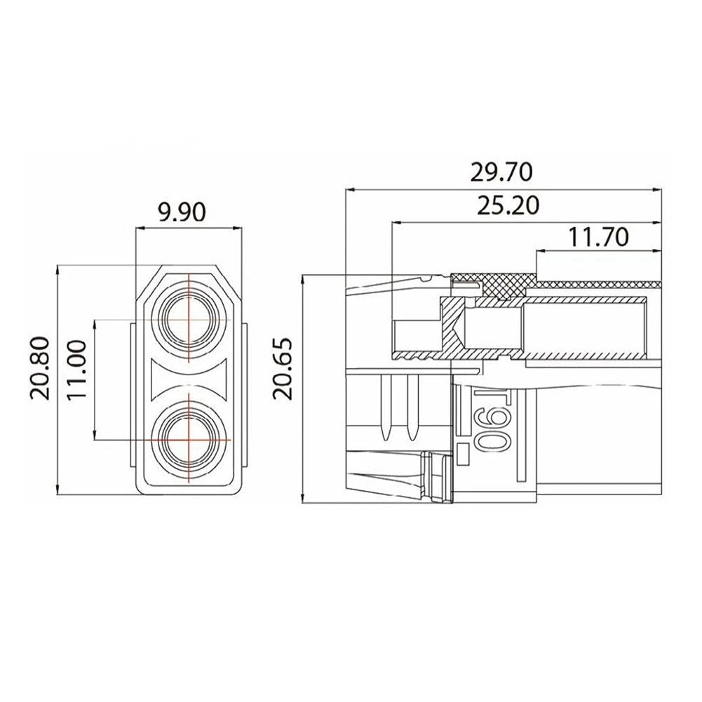 XT90 Battery Connector Gold Plated Male Low Contact Resistance
