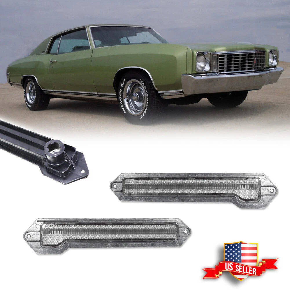2X Clear Bumper Side Marker Lights for Chevrolet Monte Carlo (1970–1972)