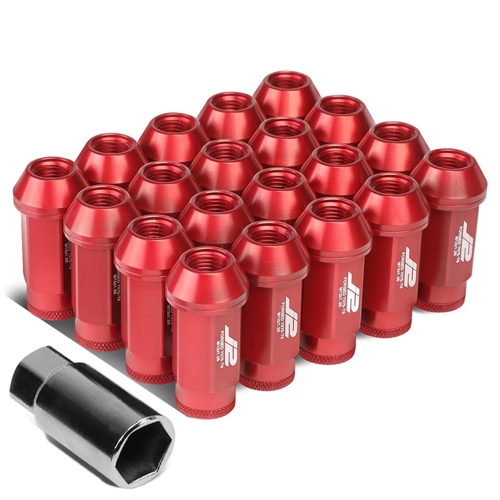 Set of 20 J2 7075 Forged Aluminum M12x1.25 Open-End Lug Nuts for RHD Vehicles