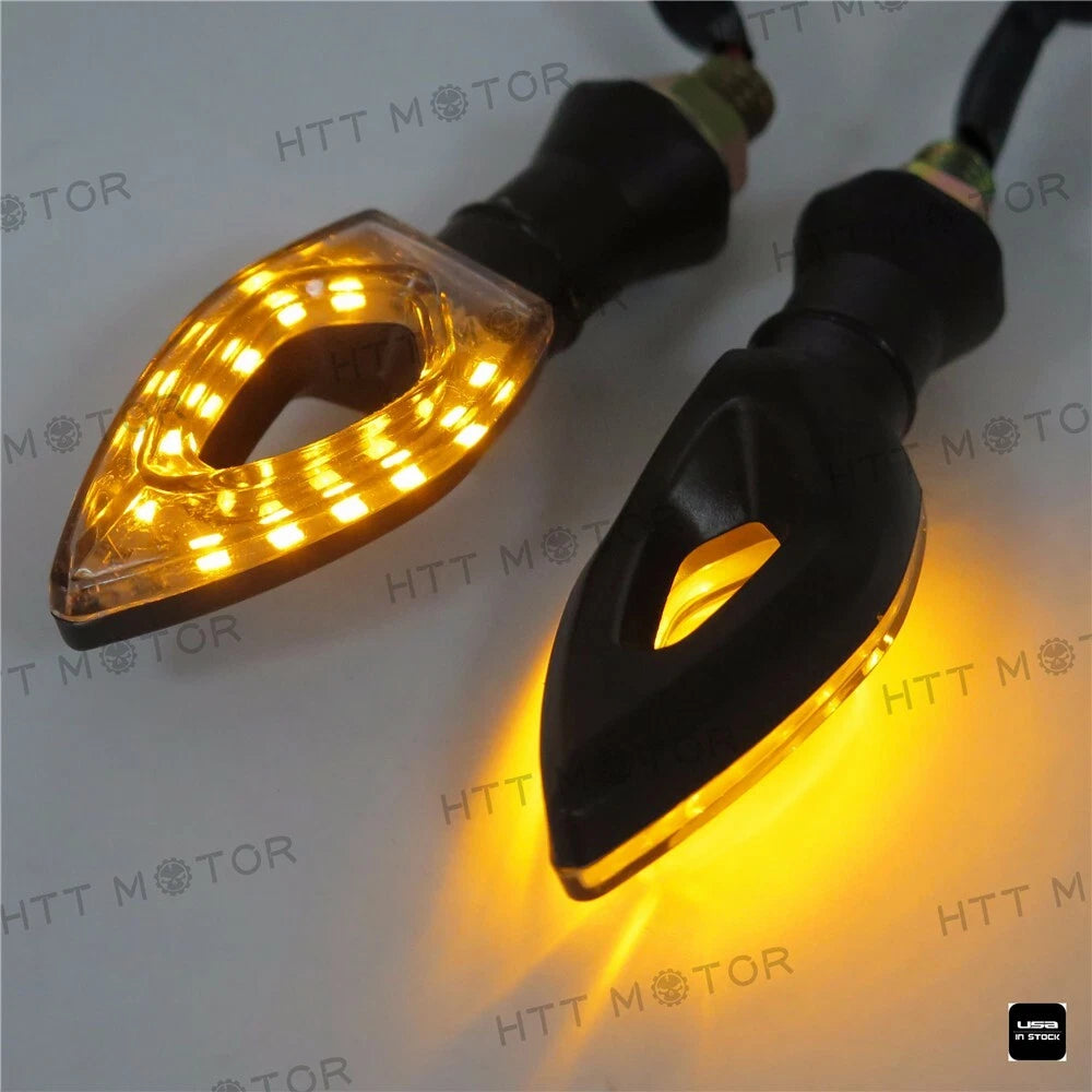 2X Smoke Lens Turn Signal Lights for Yamaha Honda Suzuki Kawasaki (12V)