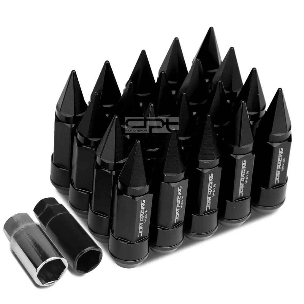 20 PCS M12X1.5 Black Aluminum Lug Nuts with Caps for JDM Vehicles