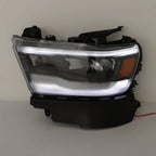 Black LED Headlight Housing with DRL for Dodge RAM 1500 (2019–2023)