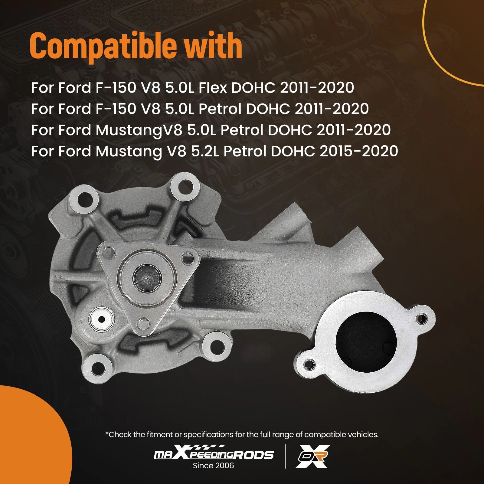 Engine Water Pump for Ford F-150 Mustang 5.0L 5.2L (2011–2020) BR3Z8501J
