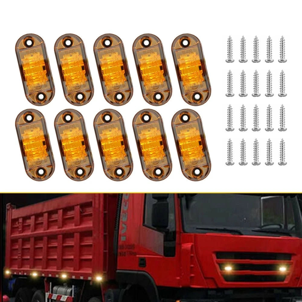 Set of 20 Yellow LED Amber Side Clearance Marker Lights for Truck Trailer RV