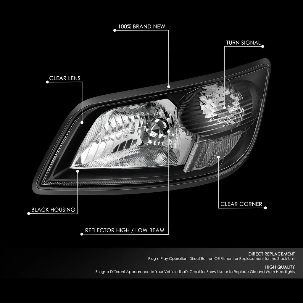 Headlight Assembly for Hino 165 185 (2006–2019) Black Housing Clear Corner