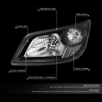 Headlight Assembly for Hino 165 185 (2006–2019) Black Housing Clear Corner