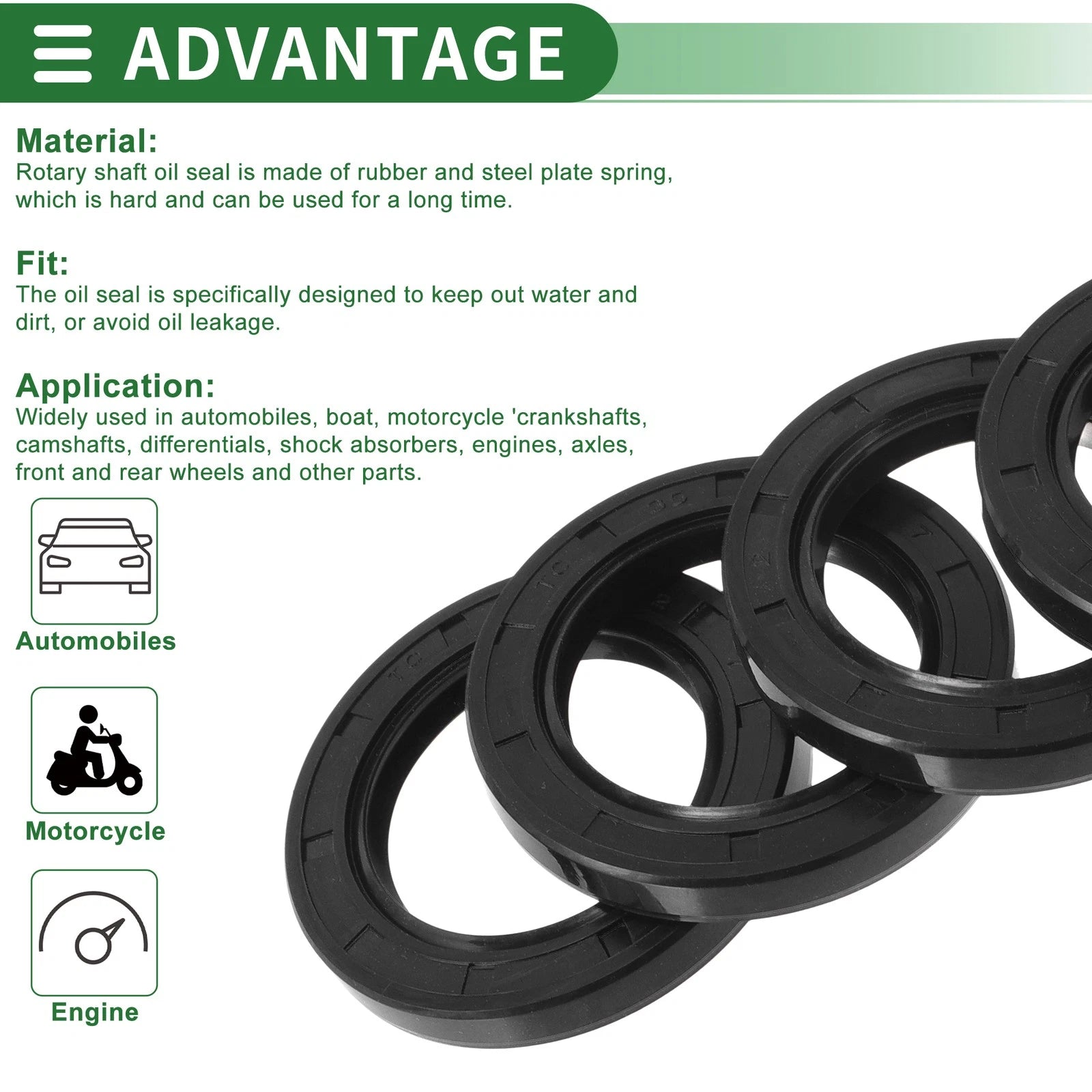 Set of 5 Oil Seal Rotary Shaft Seal NBR Rubber 35x52x7mm