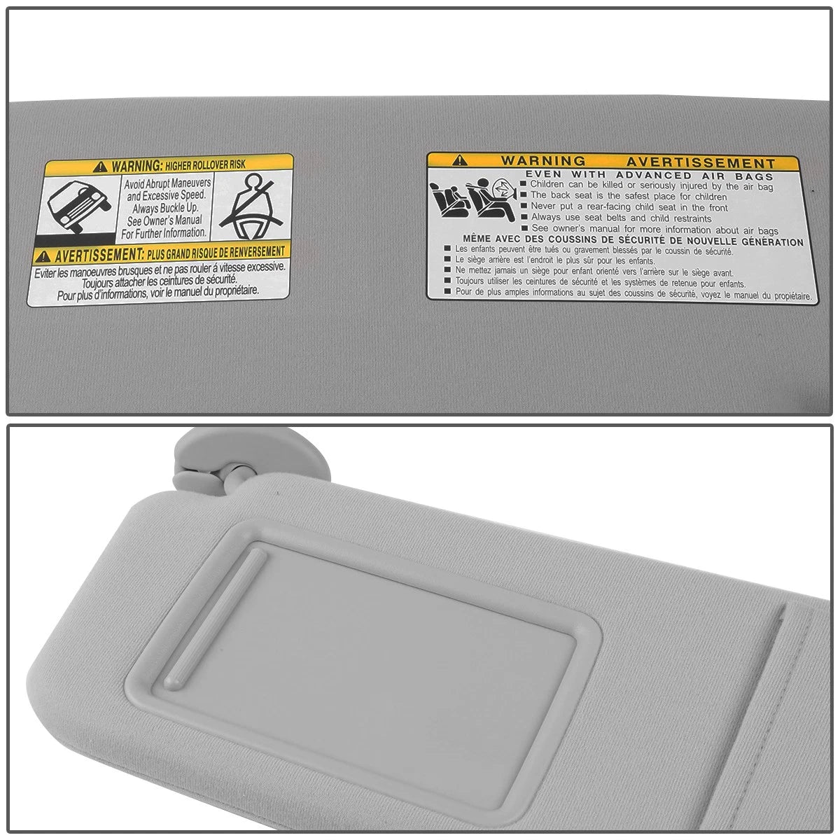Left Driver Sun Visor for Toyota Venza (2009–2016) Grey Factory Style